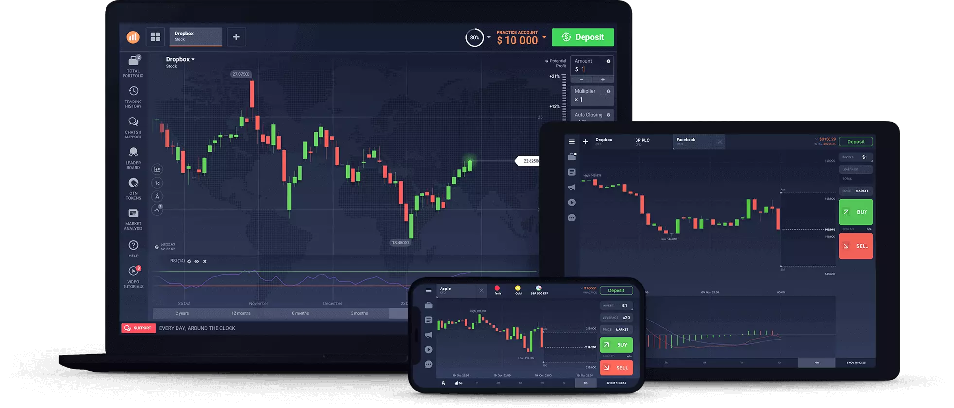 Trading212 行動介面示意圖